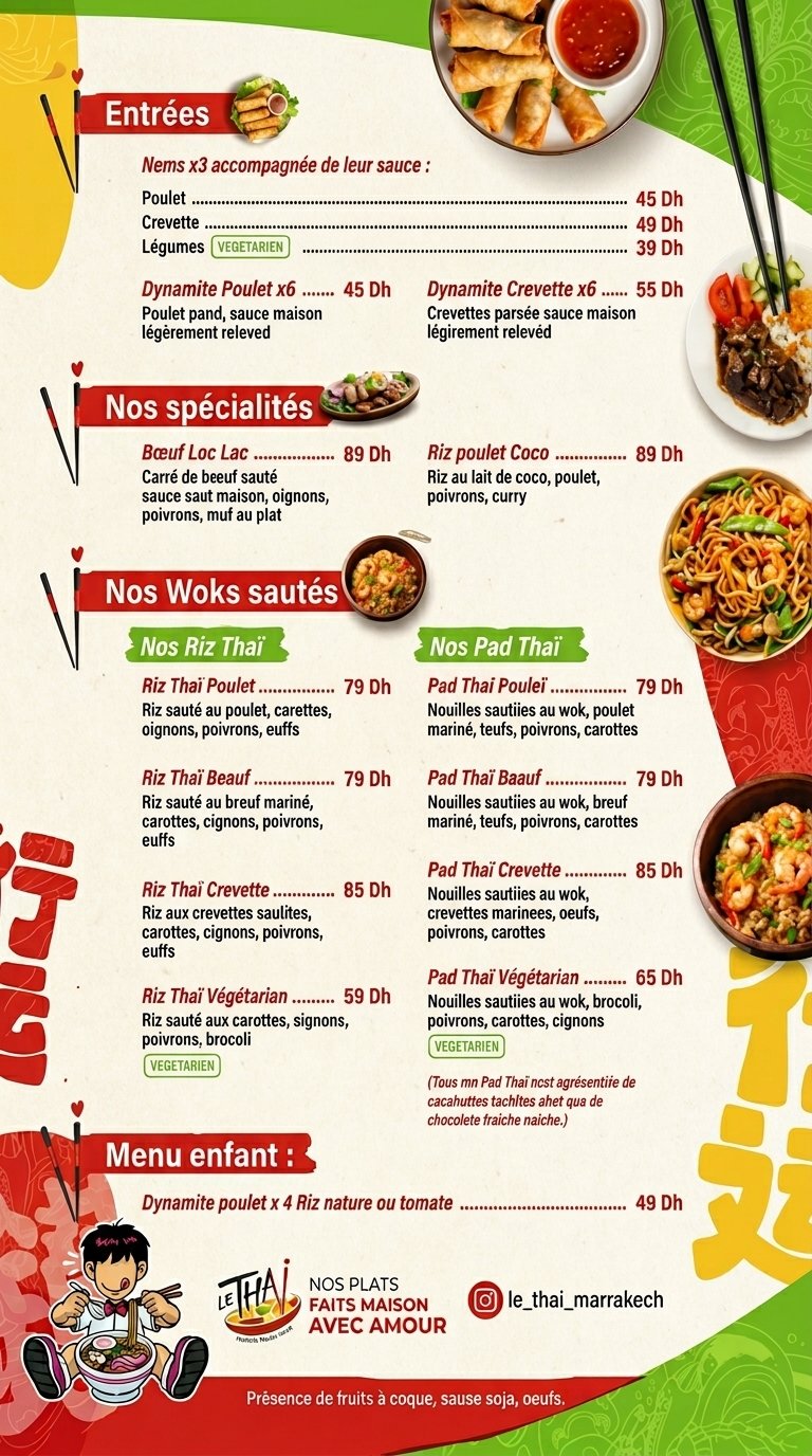 Menu Le Thaï